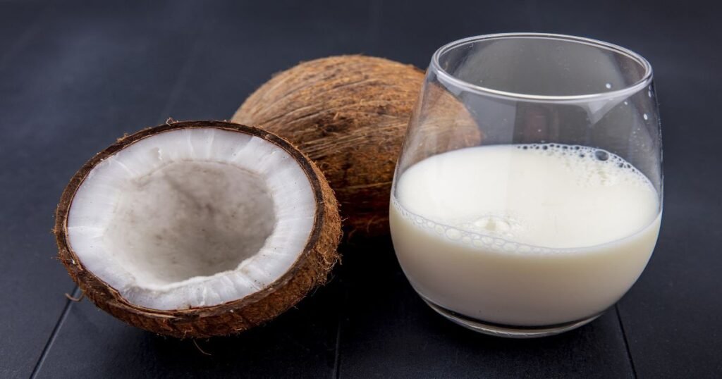 A glass of coconut milk 