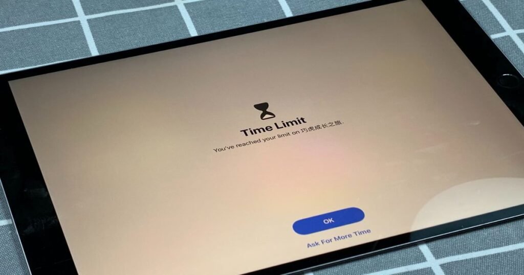 A device showing screen time limit
