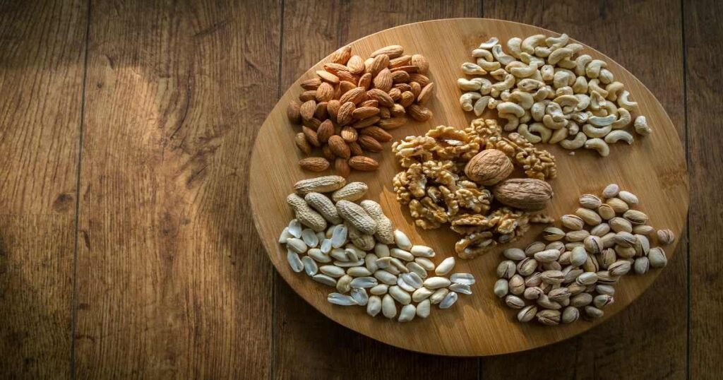 Seeds and nuts on a plate